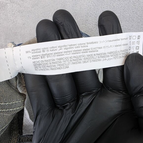 Zara Denim Corset Bustier Top Womens Large Blue Button Front Smocked Strapless - Picture 8 of 9